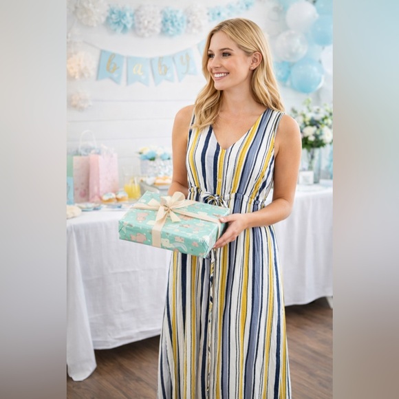 Gilli Maxi Sleeveless Striped Tie Dress. Women’s Large. - Picture 3 of 6